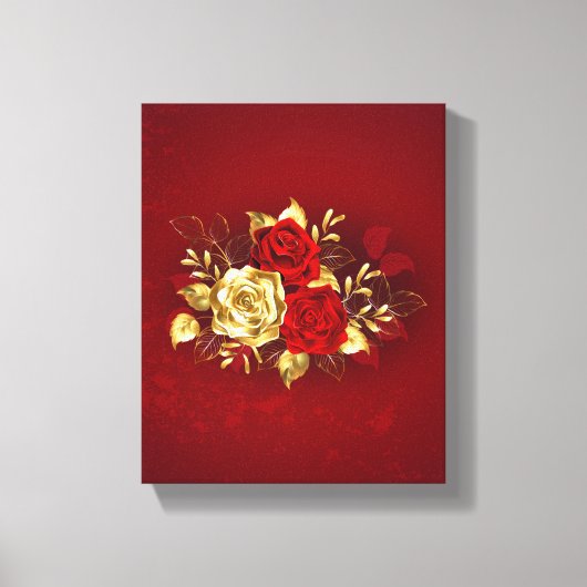 Three Jewelry Roses Canvas Afdruk (Voorkant)