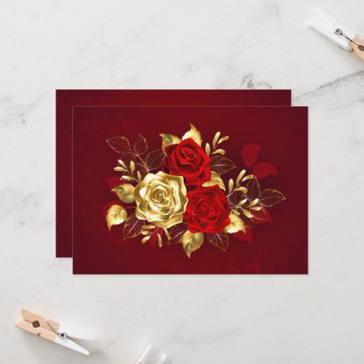 Three Jewelry Roses Kaart (Voorkant / Achterkant in situ)