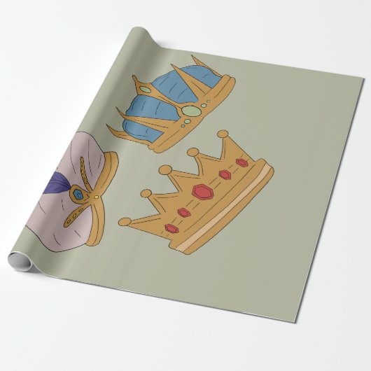 THREE KING CROWN WRAPPING PAPER CADEAUPAPIER (Uitgerold)