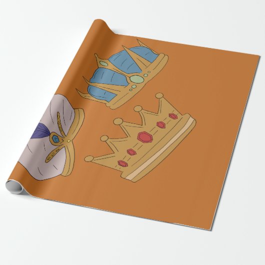 THREE KING CROWN WRAPPING PAPER CADEAUPAPIER (Uitgerold)