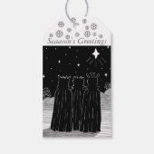 Three kings and Christmas star black and white Cadeaulabel (Voorkant)