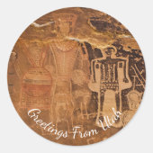 Three Kings Petroglyph McConkie Ranch Utah Ronde Sticker (Voorkant)