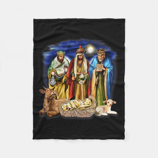 Three Kings Shirt Nativity Scene Shirt Christmas S Fleece Deken (Voorkant)