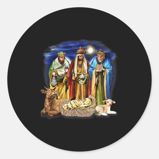 Three Kings Shirt Nativity Scene Shirt Christmas S Ronde Sticker (Voorkant)