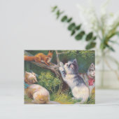"Three Kittens and a Squirrel"  Briefkaart (Staand voorkant)