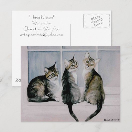 "Three Kittens" Art Reproduction Briefkaarten (Voorkant / Achterkant)