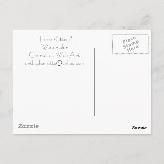 "Three Kittens" Art Reproduction Briefkaarten (Achterkant)