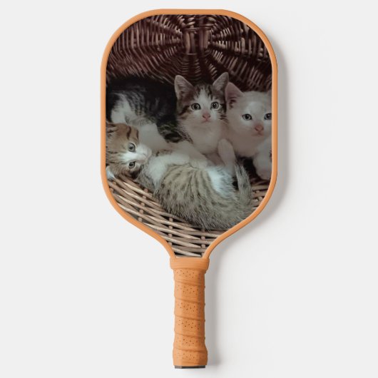 Three Kittens in a Wicker Basket Pickleball Paddle (Voorkant)