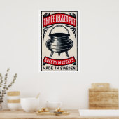 Three-Legged Pot Sweden 1920s-30s Matchbox Label Poster (Keuken)