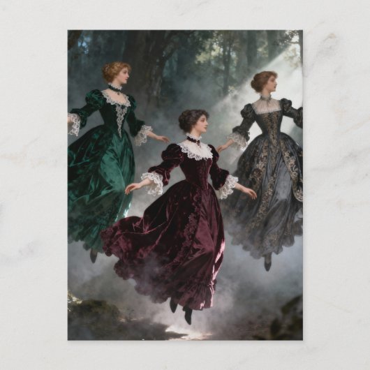 Three levitating women in the forest briefkaart (Voorkant)
