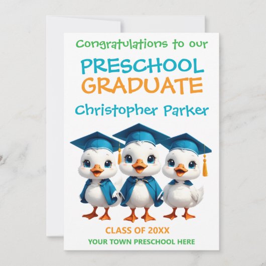 Three Little Geese Preschool Graduation Kaart (Voorkant)