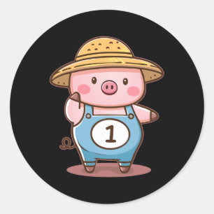 Three Little Pigs Pig 1 Halloween Kostuum Jongens Ronde Sticker