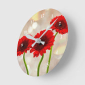 Three Little Red Gerberas Acrylic wall clock Ronde Klok (Hoek)