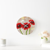 Three Little Red Gerberas Acrylic wall clock Ronde Klok (Huis)