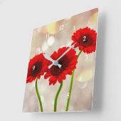 Three Little Red Gerberas Acrylic wall clock Vierkante Klok (Hoek)