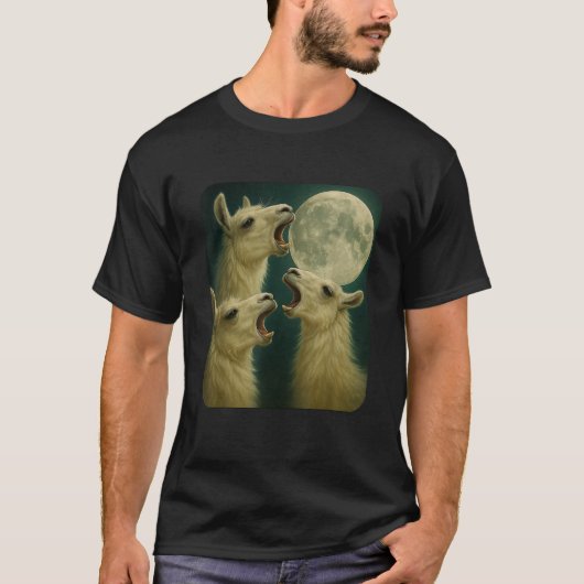 Three Llama Moon Funny 3 Wolfs Meme Nerdy T-shirt (Voorkant)