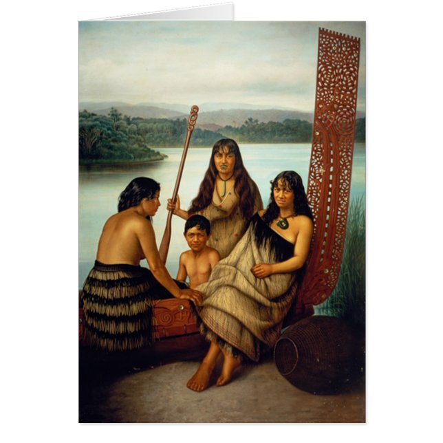 'Three Maori Girls and a Boy' - G. Lindauer Card (Voorkant)