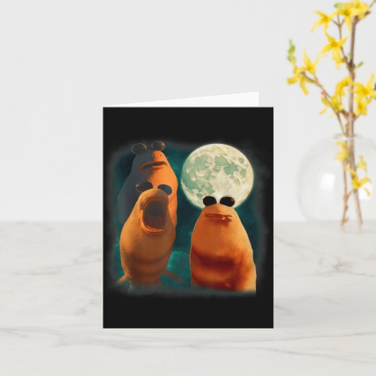Three Marcus The Worm Howl At Moon Funny Marcus Me Kaart (Gele Bloem)