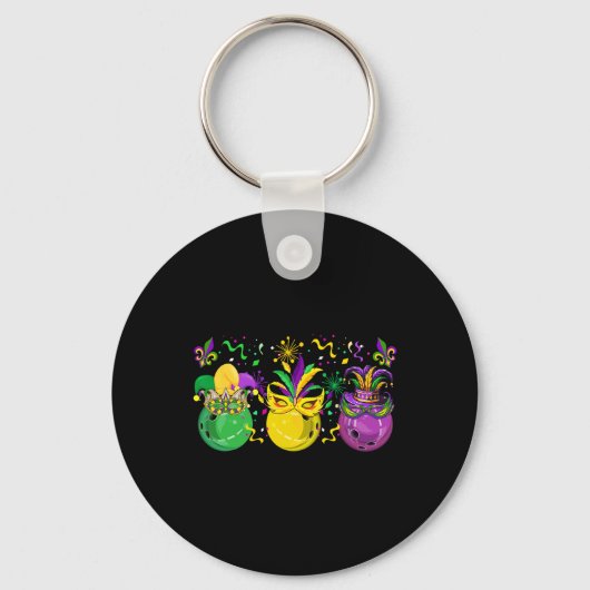 Three Mardi Gras Bowling beroemd gemaakt door Mask Sleutelhanger (Voorkant)
