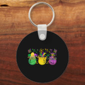 Three Mardi Gras Bowling beroemd gemaakt door Mask Sleutelhanger (Voorkant)