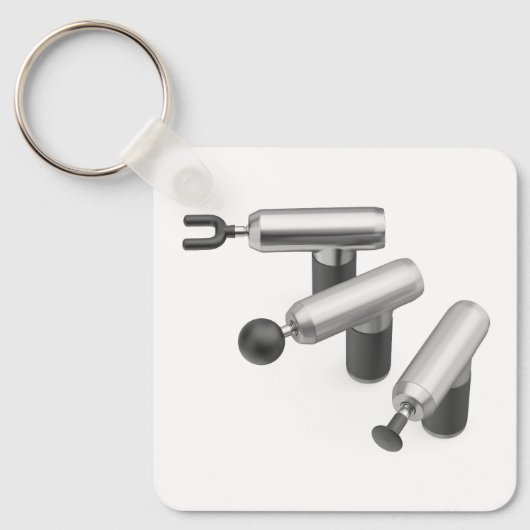 Three massage guns with different massage heads sleutelhanger (Voorkant)