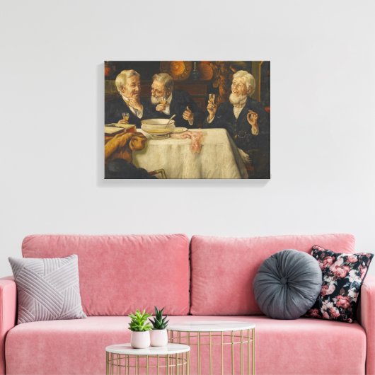 Three Men Dining Canvas Afdruk (Insitu (Woonkamer))