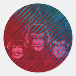 Three Monkeys Video Gaming Design Ronde Sticker