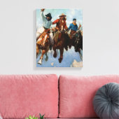 "Three Montana Cowboys" door W Herbert Dunton Canvas Afdruk (Insitu (Woonkamer))