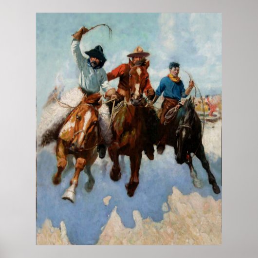 "Three Montana Cowboys" door W Herbert Dunton Poster (Voorkant)