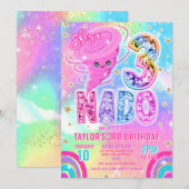 Three Nado Rainbow Glitter 3rd Birthday Party  Kaart (Voorkant / Achterkant)