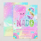 Three Nado Rainbow Glitter 3rd Birthday Party  Kaart (Voorkant / Achterkant)