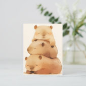 Three Napping Capybara Stack Minimalist Animal Briefkaart (Staand voorkant)