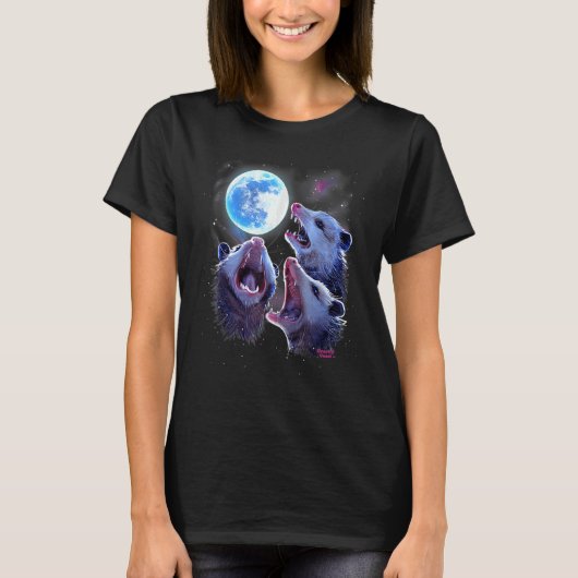Three Opossums Howling At The Moon Possums T-shirt (Voorkant)