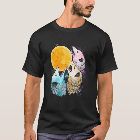 Three Opposum Moon With 3 Possums And Dead Moon T-shirt (Voorkant)
