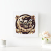 Three Opposum Moon With 3 Possums And Dead Moon Vierkante Klok (Huis)