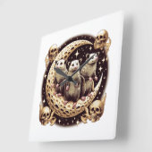 Three Opposum Moon With 3 Possums And Dead Moon Vierkante Klok (Hoek)