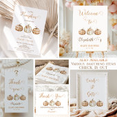 Three Orange Plaid Little Pumpkin Baby Shower  Kaart