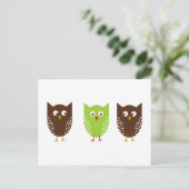 Three Owls Christmas Postcard Feestdagenkaart (Staand voorkant)