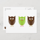 Three Owls Christmas Postcard Feestdagenkaart (Voorkant / Achterkant)