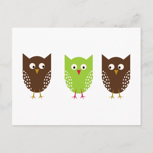 Three Owls Christmas Postcard Feestdagenkaart (Voorkant)
