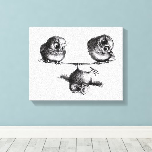 Three Owls - Freedom and Fun Canvas Afdruk (Insitu (Houten vloer))