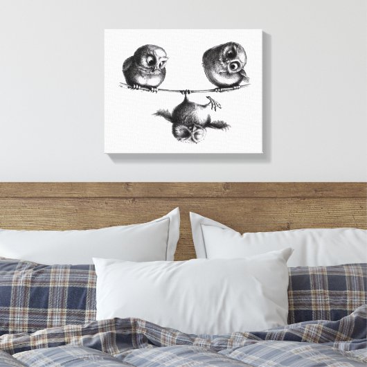 Three Owls - Freedom and Fun Canvas Afdruk (Insitu (Slaapkamer))