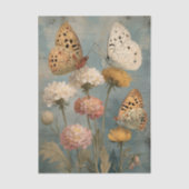 Three Painterly Butterflies Perched on Flowers Tissuepapier (Voorkant)