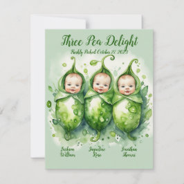 Three Pea Delight- Triplets geboorte aankondiging