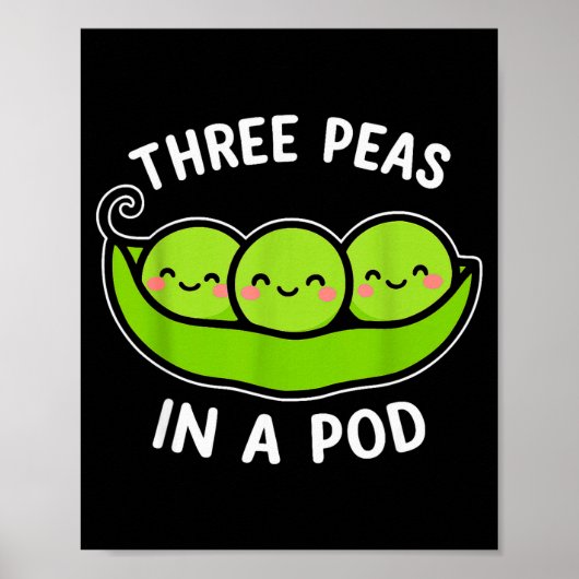 Three Peas In A D Cute Kawaii Funny Poster (Voorkant)