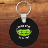 Three Peas In A D Cute Kawaii Funny Sleutelhanger (Voorkant)