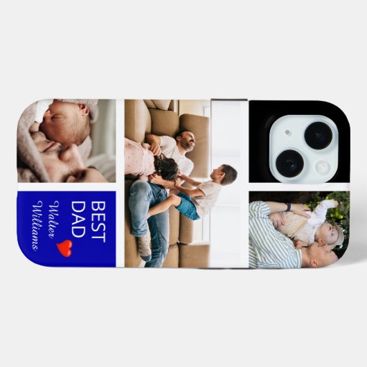Three Personal Photos personalize Best Dad Case-Mate iPhone Case (Achterkant (horizontaal))