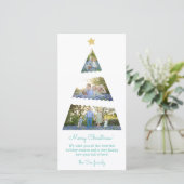 Three Photo Christmas Tree Skinny Holiday Card Feestdagenkaart (Staand voorkant)