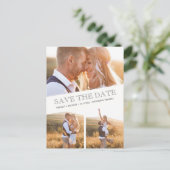 Three Photo Collage Modern Wedding Save the Date Aankondigingskaart (Staand voorkant)