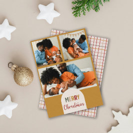 Three Photo Custom Modern Colorful Merry Christmas Feestdagenkaart